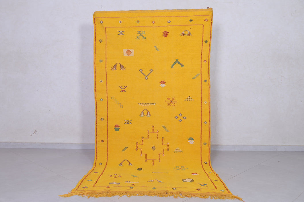 Kilim rug - Moroccan yellow flat woven rug - Handmade rug