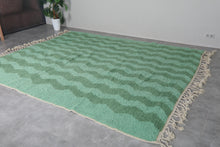 Custom green zigzag wool rug - Handwoven modern Moroccan style
