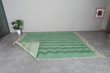 Custom green zigzag wool rug - Handwoven modern Moroccan style