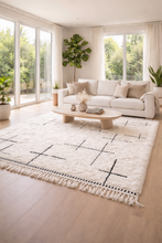 Handmade Moroccan Berber Carpet - Modern Cross Pattern Shag Rug