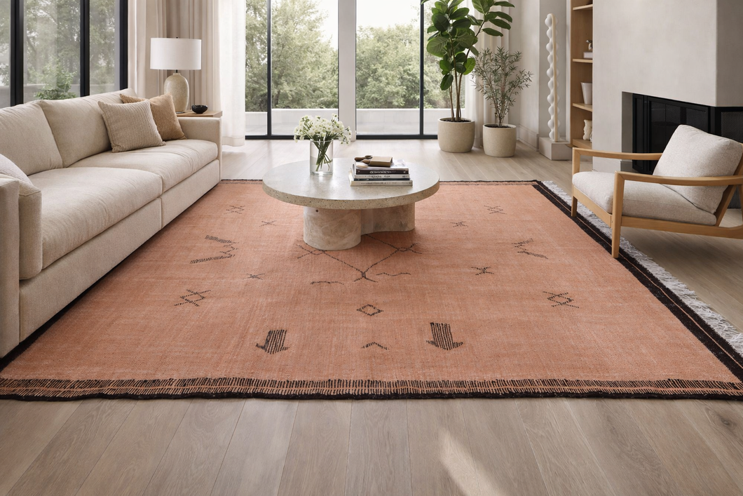 Custom Flat Woven Rug - Handmade Moroccan Geometric Design Rug