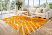 Yellow Hand Knotted Moroccan Rug - Custom Wool Rug | Bold Design