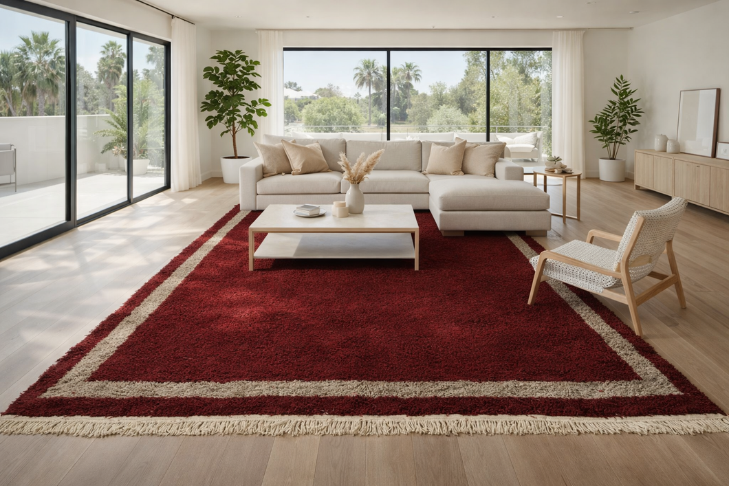 Custom Handmade Moroccan Burgundy Rug