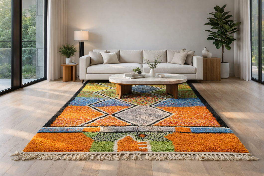 Colorful & geometric Moroccan rug - custom size