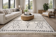 White beni ourain rug with black geometric design - Custom size