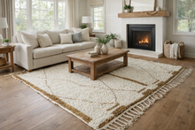 Custom Moroccan Beni Ourain Rug – Handwoven Wool Area Rug in Cream and Camel