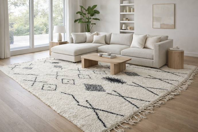 Custom Beni Ourain Rug – Handmade Black & White Moroccan Wool Carpet