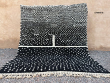 Custom black Moroccan wool rug - Cream dotted design