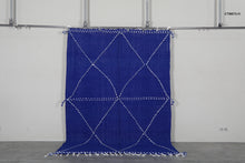 Blue flatwoven moroccan rug- Custom size minimalist boho carpet