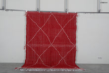 Flat woven red moroccan rug - Custom size minimalist boho carpet
