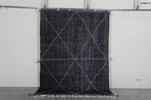 Black flat woven moroccan rug - Custom size minimalist boho carpet