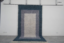 Modern moroccan rug - Blue and gray beni ourain wool rug – Custom size rug