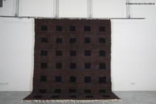 Dark brown moroccan rug - Black square pattern beni ourain wool rug– Custom size