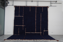 Navy blue moroccan rug - Copper line pattern beni ourain wool rug– Custom size