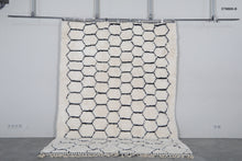Handmade Moroccan Wool Rug - Ivory Cream Area Rug - Black Honeycomb Berber Design - Custom size