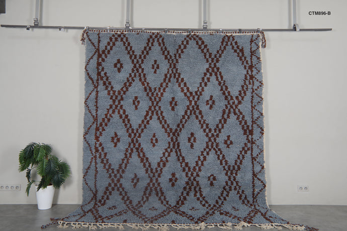 Handmade Moroccan Wool Rug - Light Blue Area Rug - Custom size