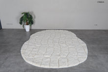 Ivory textured Moroccan rug – Handmade wool shag rug – Organic shape Berber rug – 3D geometric white rug – Custom size rug