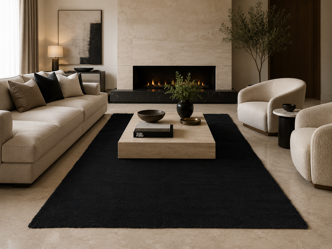 Black Kilim Rug - Kilim Rugs Morocco - Flat Woven Kilim Rug - Custom Size Rug