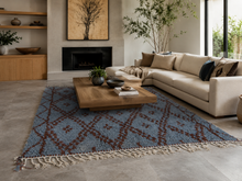 Handmade Moroccan Wool Rug - Light Blue Area Rug - Custom size