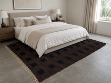 Dark brown moroccan rug - Black square pattern beni ourain wool rug– Custom size