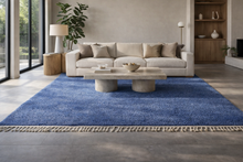 All Wool Beni Ourain Rug - Blue Custom Berber Carpet