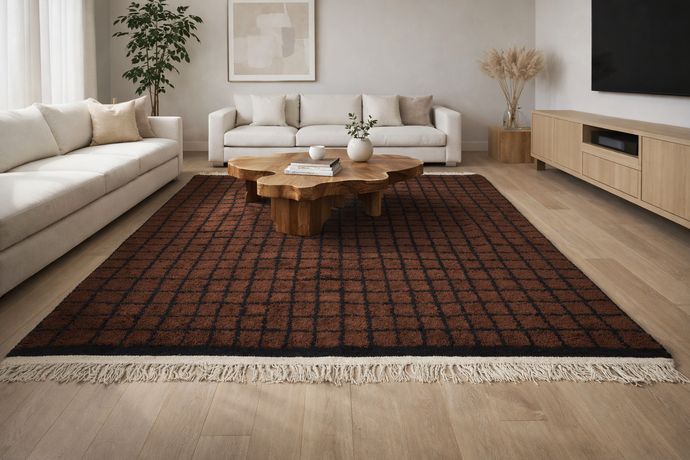 Moroccan Handmade Rug - Brown Beni Ourain Berber Carpet