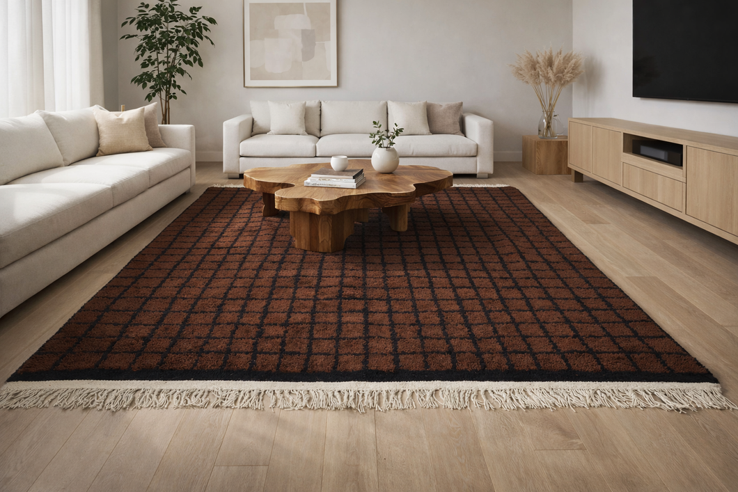 Moroccan Handmade Rug - Brown Beni Ourain Berber Carpet