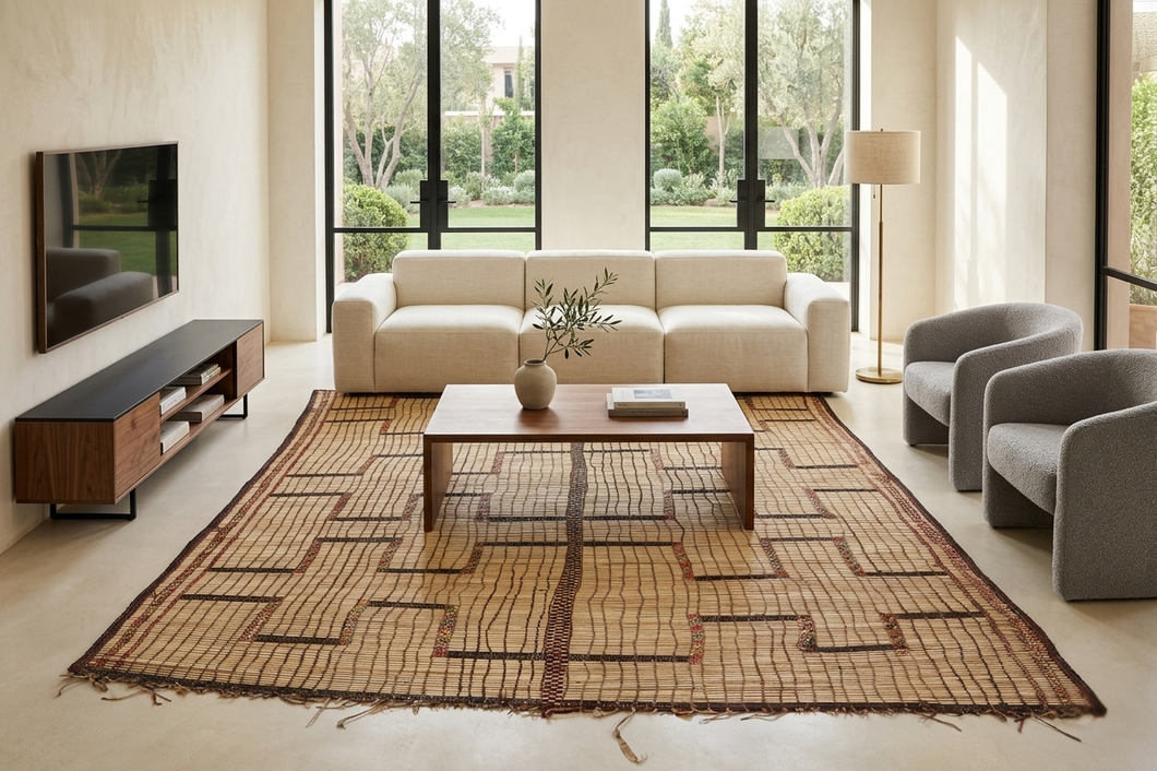 Authentic Tuareg Rug - 5.7 x 7.5 Feet | Handwoven Bold Patterns