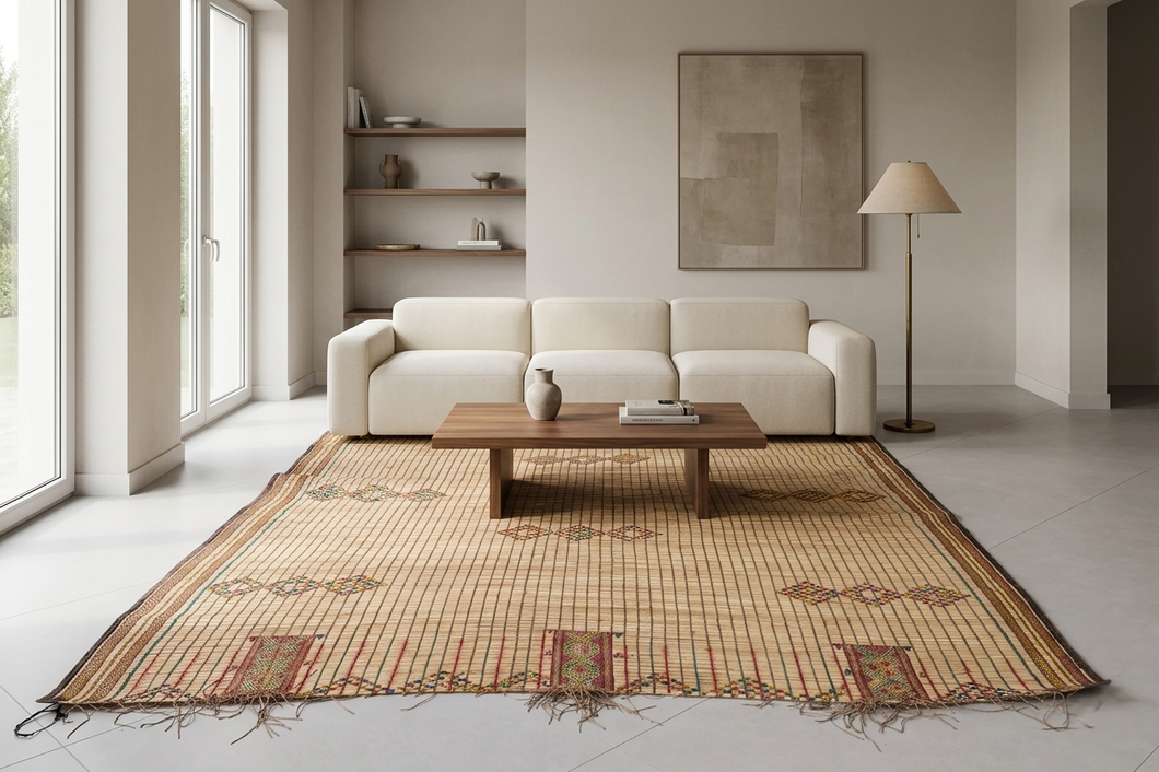 Authentic Tuareg Rug - 5.8 x 8.1 Feet | Handwoven Vibrant Design