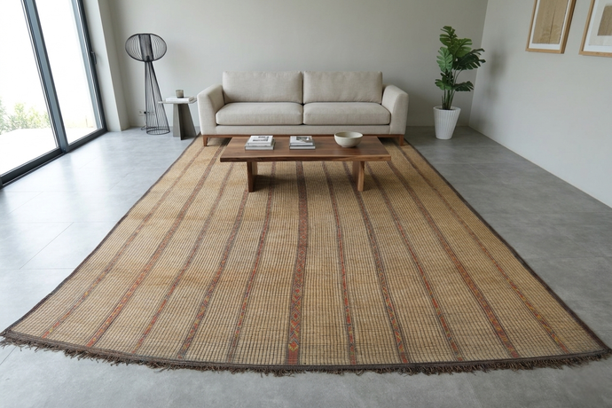 Large Tuareg Reed Mat 9.2 x 15.7 ft – Handmade Nomadic Floor Covering for Indoor Outdoor Living Spaces