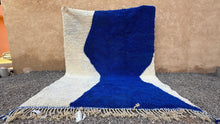 Moroccan wool rug - Bold blue hourglass design - Custom size