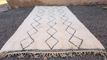 Custom beni ourain rug - Cream wool with black diamond pattern