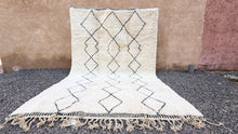 Custom beni ourain rug - Cream wool with black diamond pattern