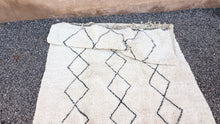 Custom beni ourain rug - Cream wool with black diamond pattern