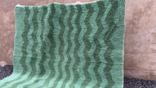 Custom green zigzag wool rug - Handwoven modern Moroccan style