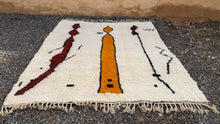 Custom Moroccan beni ourain rug - Cream with abstract tribal motif