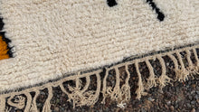 Custom Moroccan beni ourain rug - Cream with abstract tribal motif