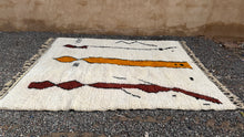 Custom Moroccan beni ourain rug - Cream with abstract tribal motif