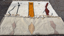 Custom Moroccan beni ourain rug - Cream with abstract tribal motif