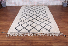 Woven Beni Ourain Rug - Beige And Black Moroccan Rug - Custom rug