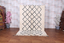 Woven Beni Ourain Rug - Beige And Black Moroccan Rug - Custom rug