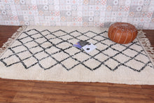 Woven Beni Ourain Rug - Beige And Black Moroccan Rug - Custom rug