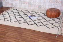 Woven Beni Ourain Rug - Beige And Black Moroccan Rug - Custom rug
