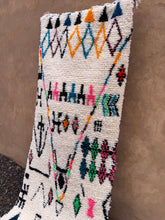 Custom cream azilal runner rug - Colorful geometric wool