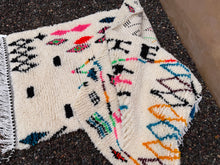 Custom cream azilal runner rug - Colorful geometric wool