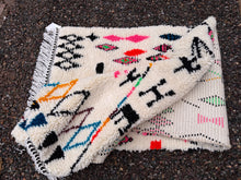 Custom cream azilal runner rug - Colorful geometric wool