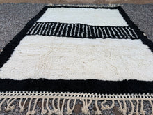 Modern Moroccan rug - Black & cream wool - Custom size