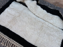 Modern Moroccan rug - Black & cream wool - Custom size