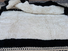 Modern Moroccan rug - Black & cream wool - Custom size
