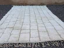 Custom handmade beni ourain rug - Cream checkered wool